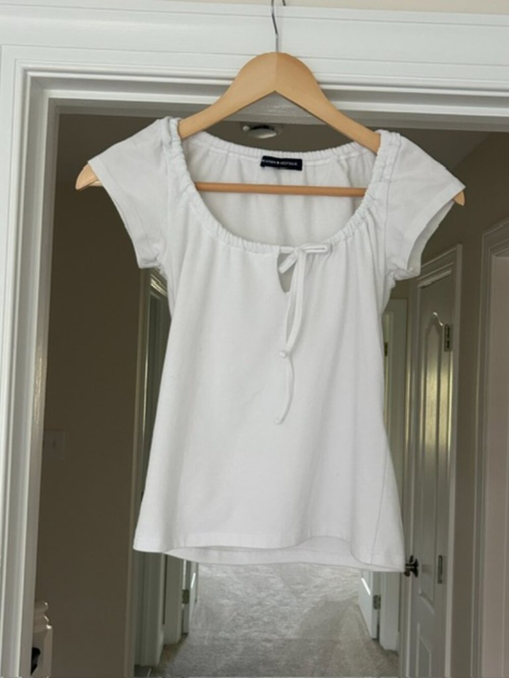 Brandy Melville White Tie Front Off Shoulder Top One Size